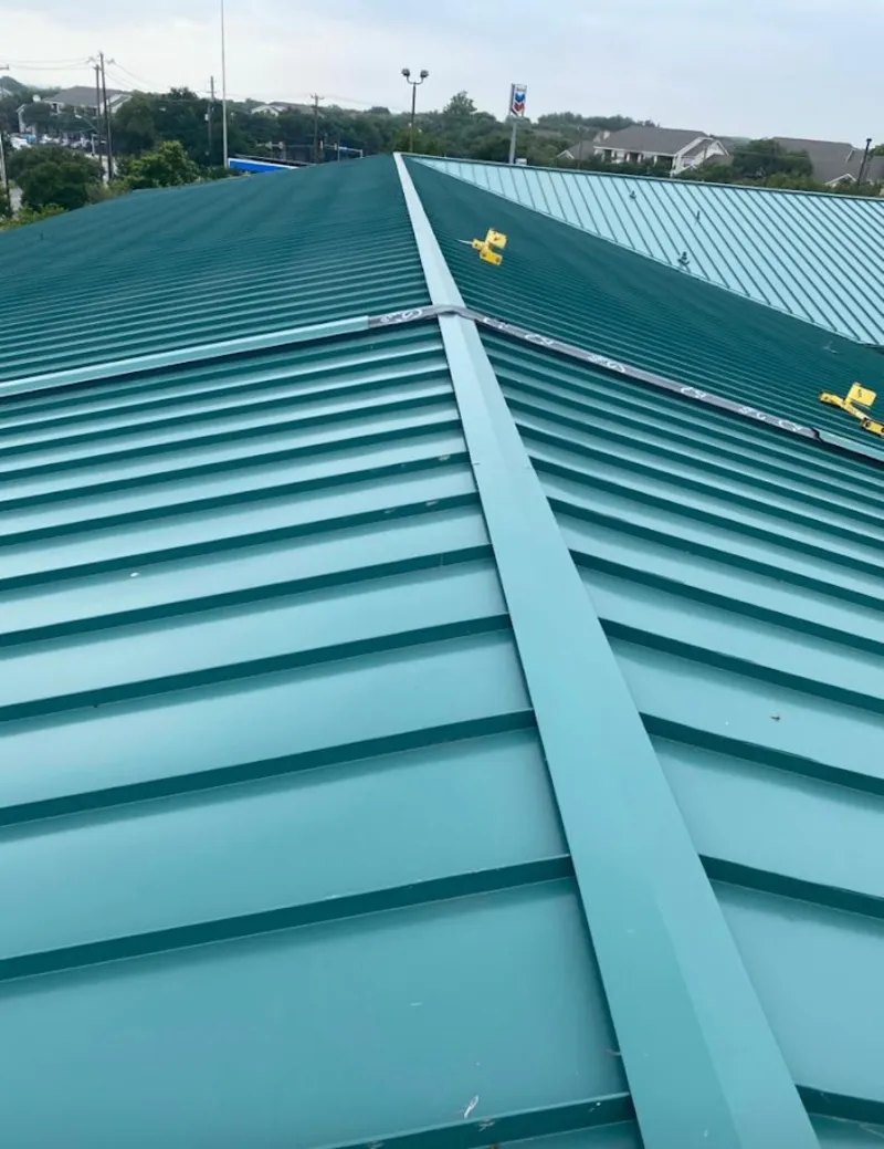 Green commercial metal roof ridge and valley for Metal Roof Repair in Hasbrouck Heights
